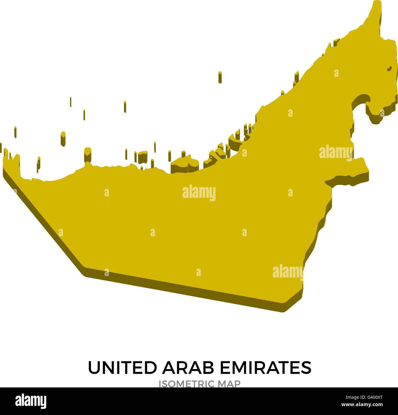 Isometric map of United Arab Emirates detailed vector illustration ...