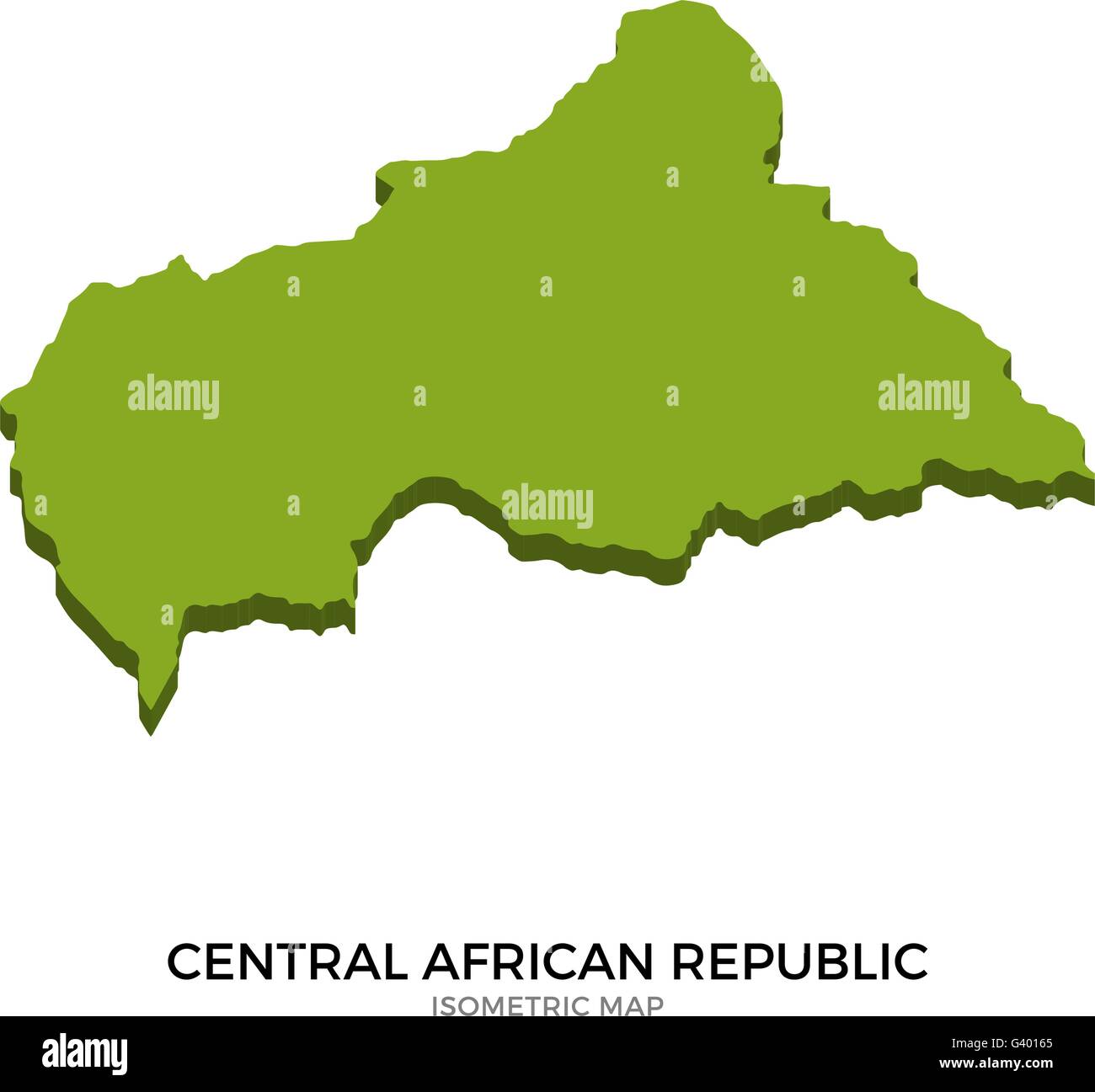 Isometric map of Central African Republic detailed vector illustration ...