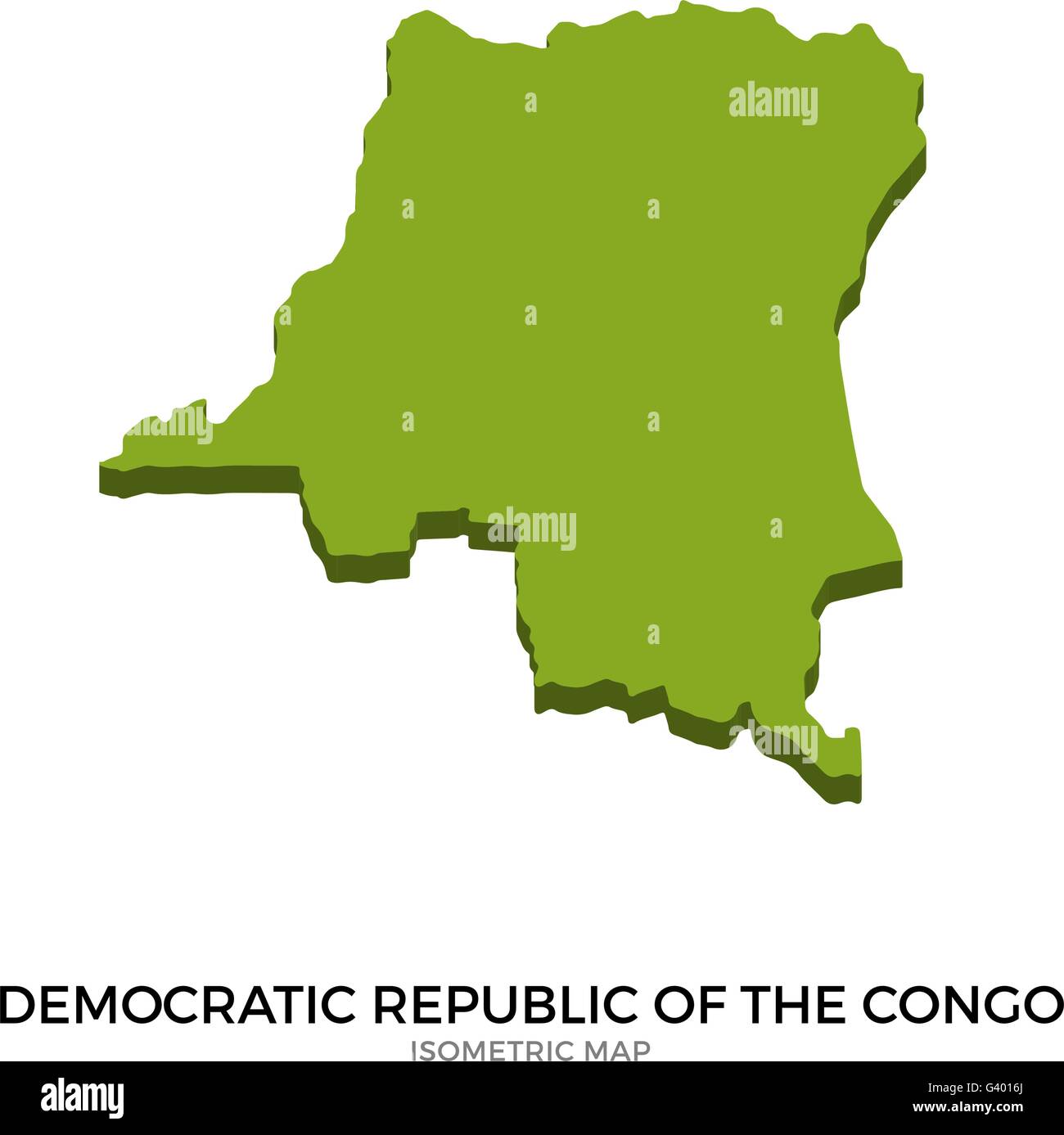 Isometric map of Democratic Republic of the Congo detailed vector ...