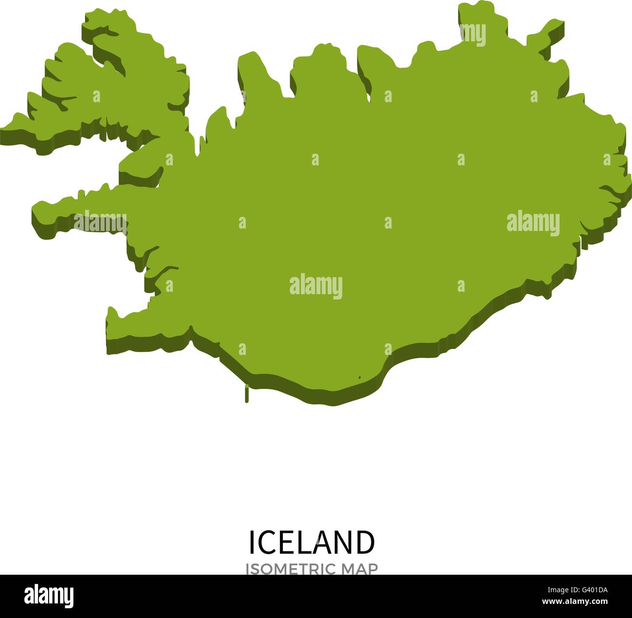 Isometric map of Iceland detailed vector illustration Stock Vector ...