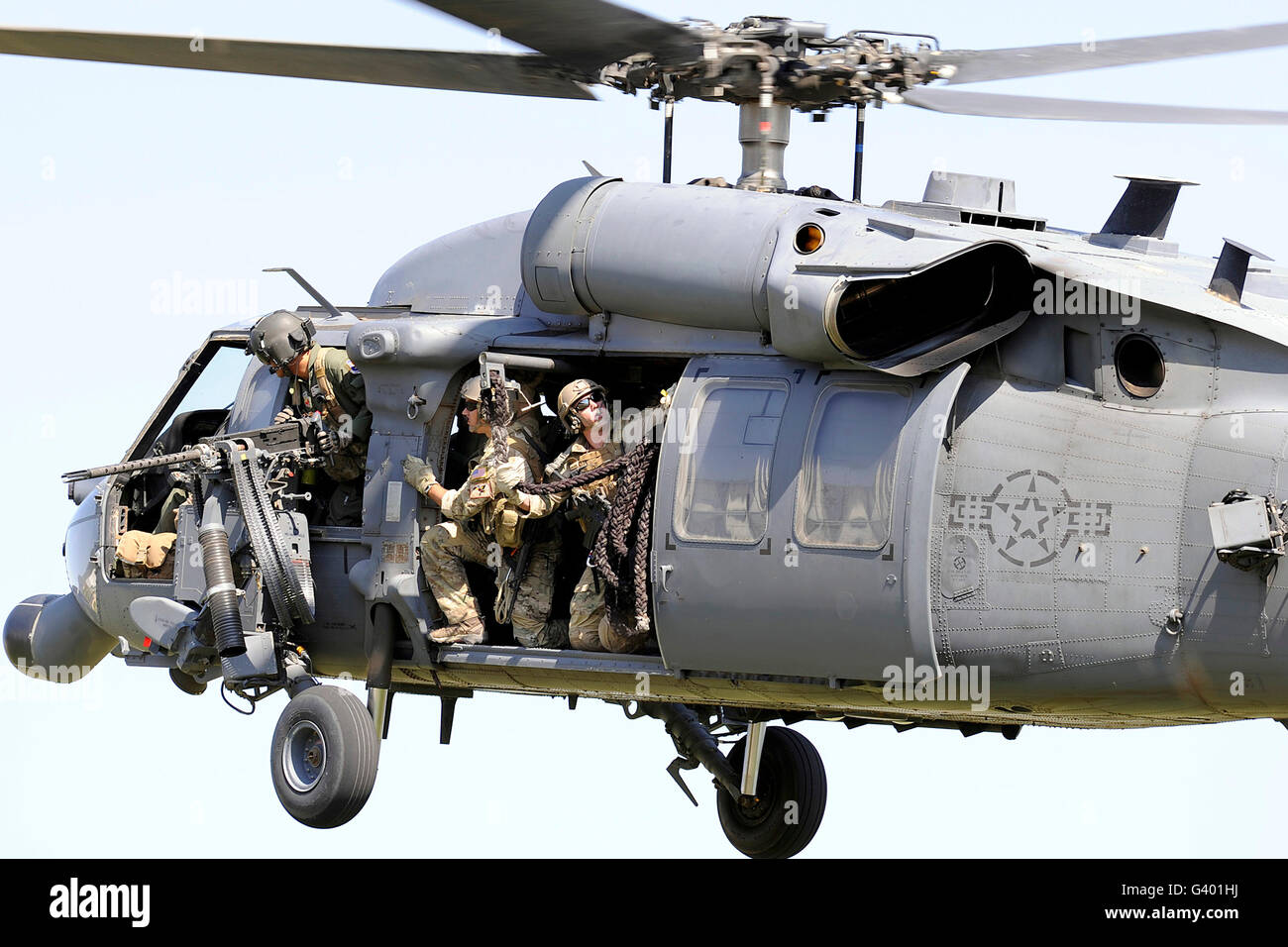 An HH-60 Pave Hawk helicopter crew. Stock Photo