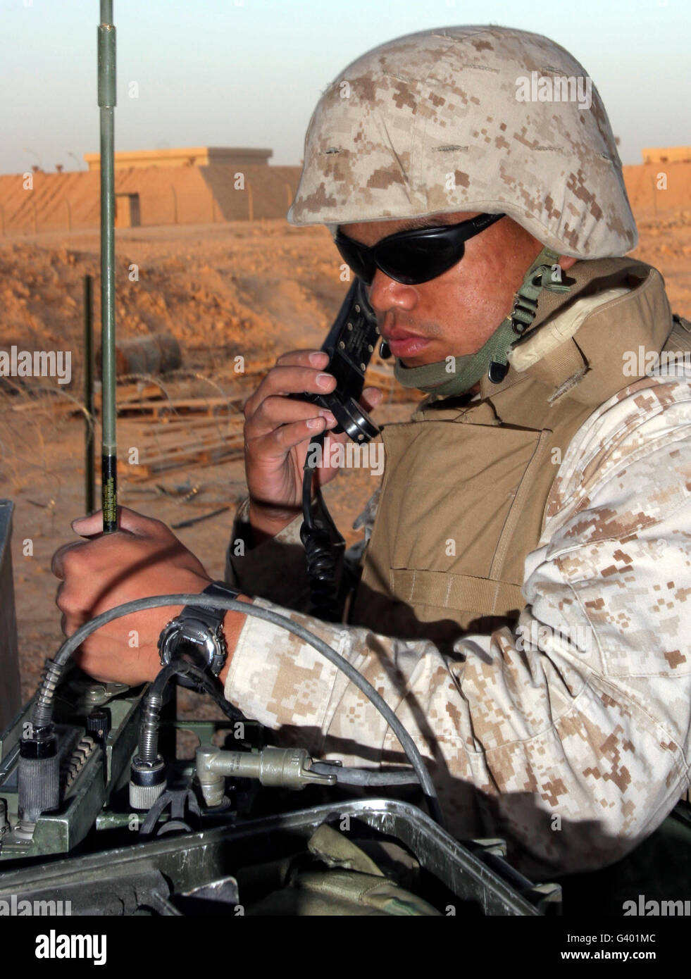 A single-channel radio operator works to establish a signal Stock Photo -  Alamy