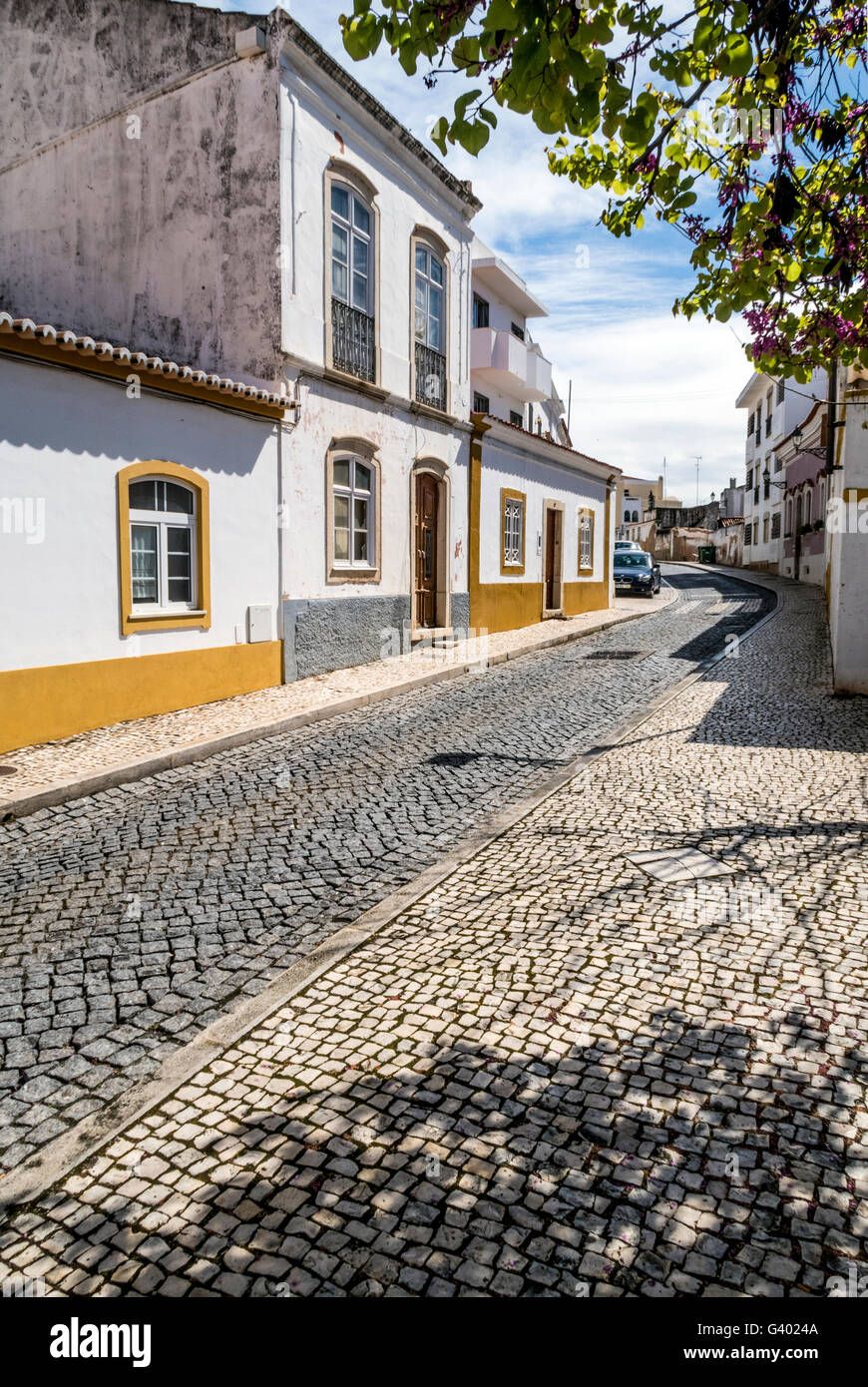 Cobblestone street in Silves, Portugal Stock Photo