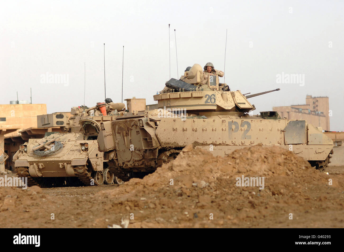 U.S. Army M2 Bradley Infantry fighting vehicles. Stock Photo