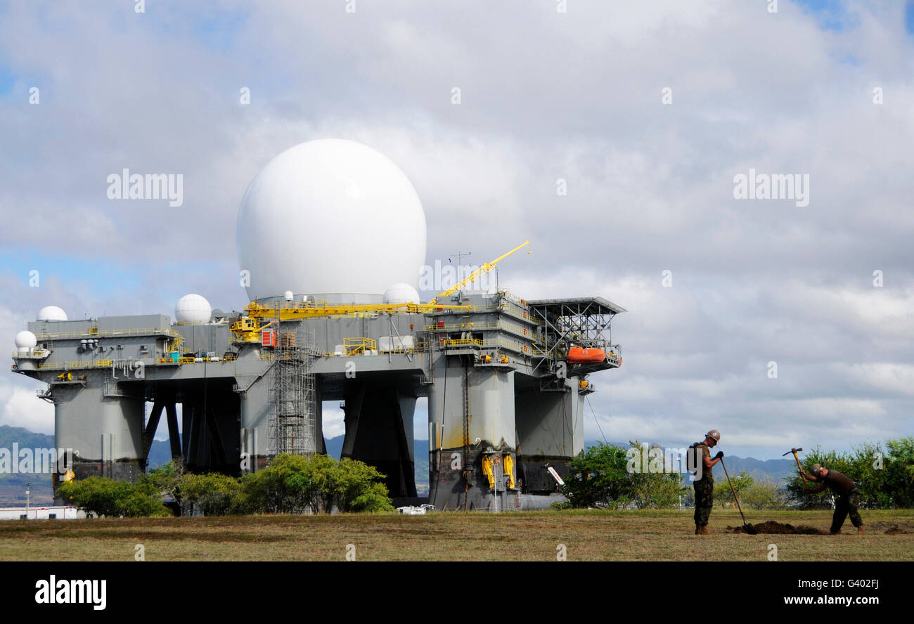 The Sea Based X-Band Radar, Ford Island, Hawaii. Stock Photo