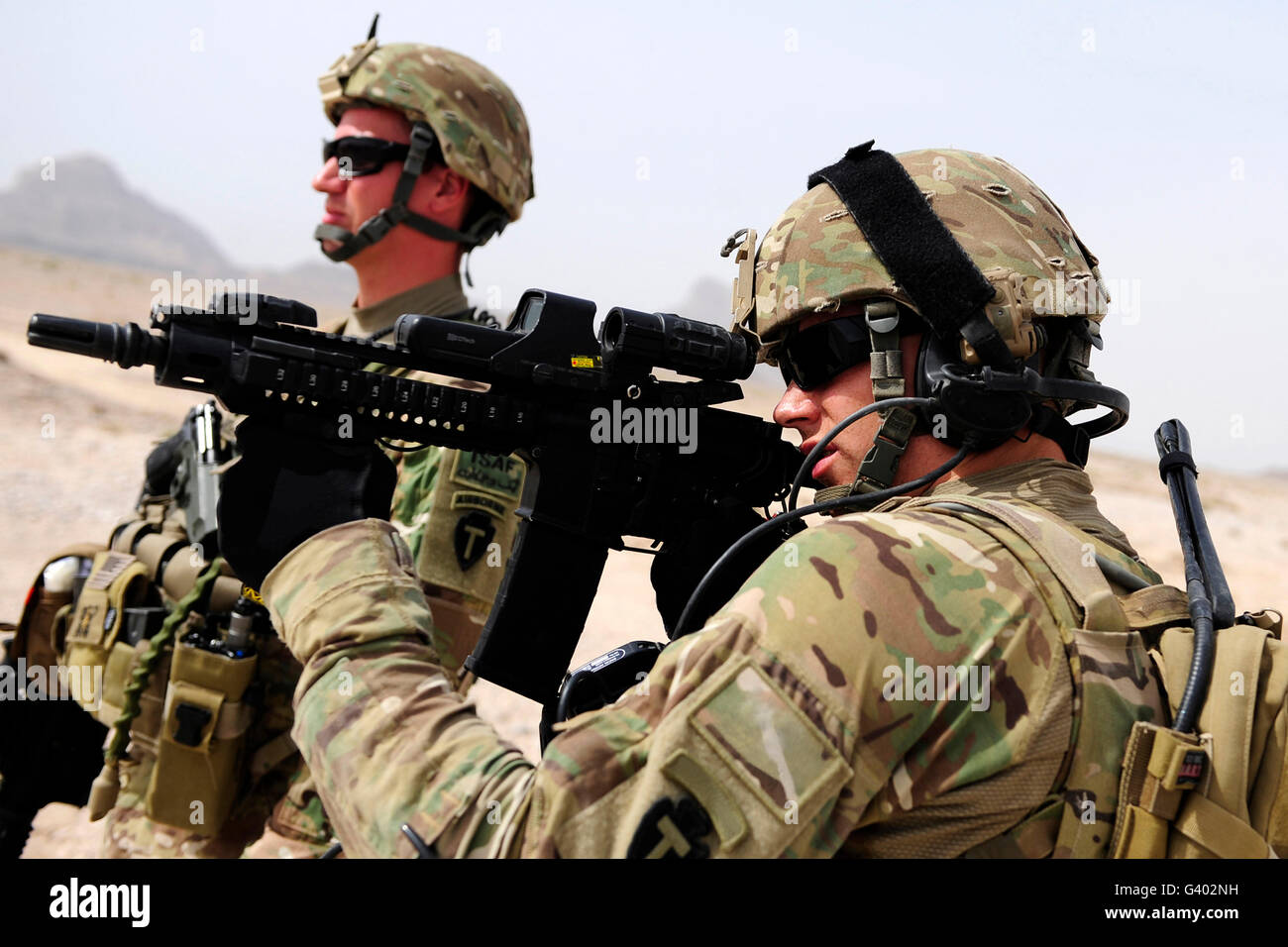 U.S. Army National Guards pull security in Afghanistan. Stock Photo
