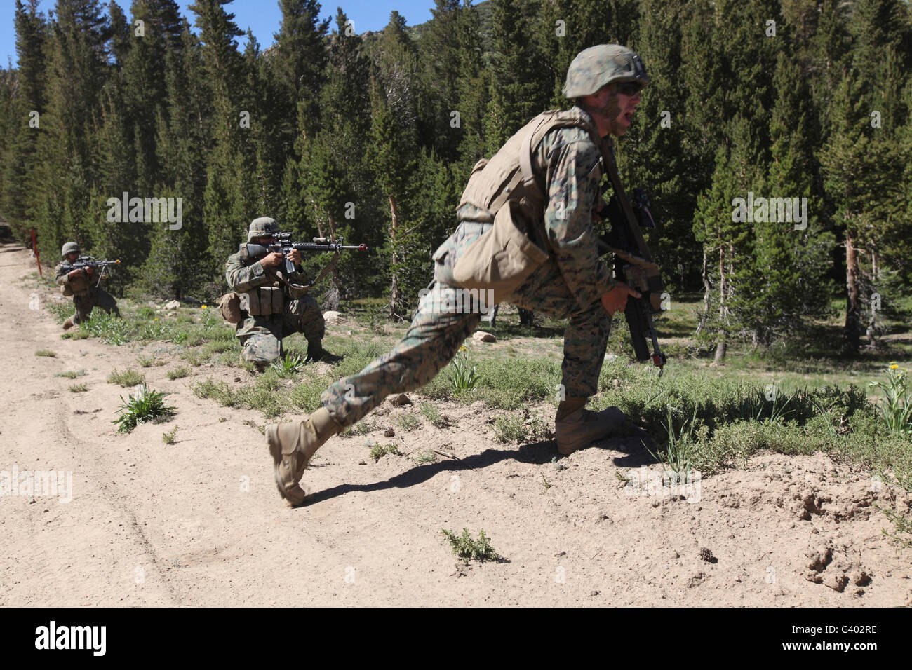 U.S. Marines training at the Mountain Warfare Training Center Stock