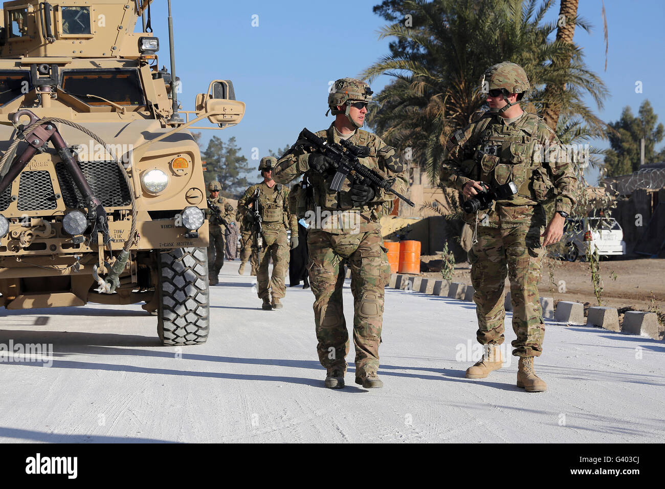 U.S. military soldiers in Farah City, Afghanistan. Stock Photo