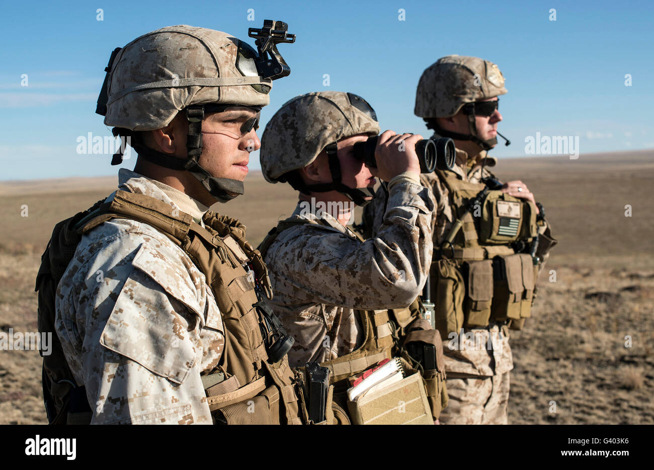 U.S. Marine Corps joint terminal attack controllers. Stock Photo