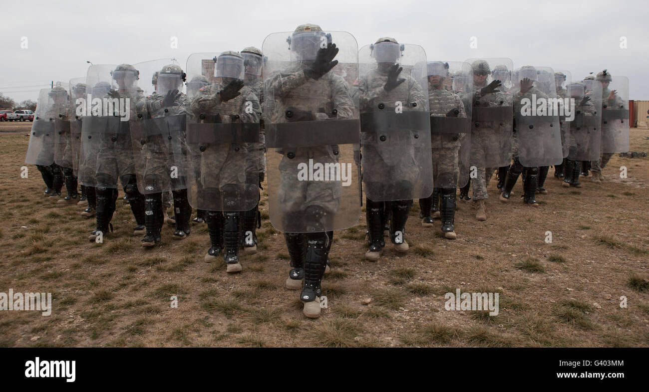 Riot control formations at Fort Hood, Texas. Stock Photo