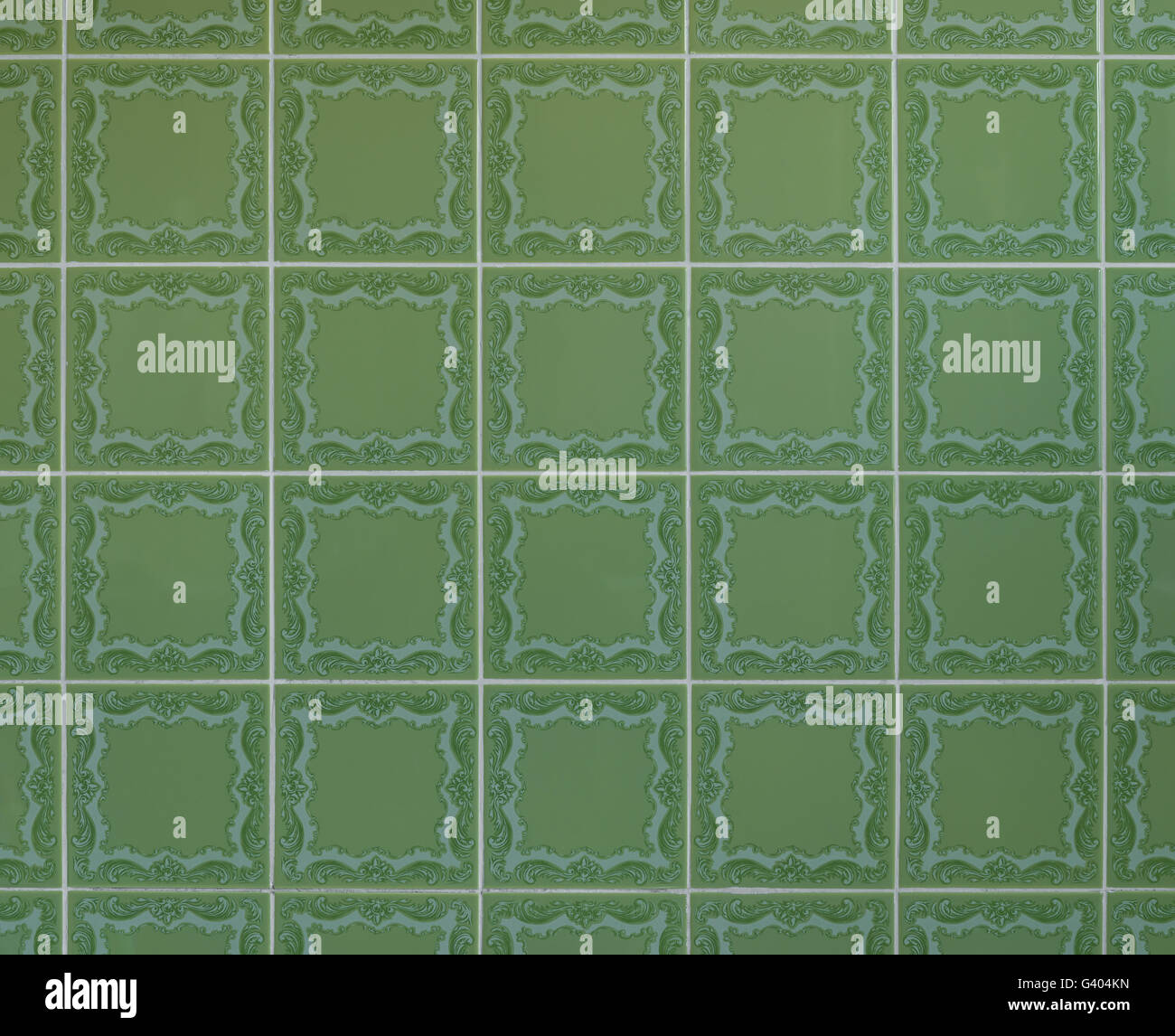 Nostalgic green wall tiles from the seventies Stock Photo Alamy