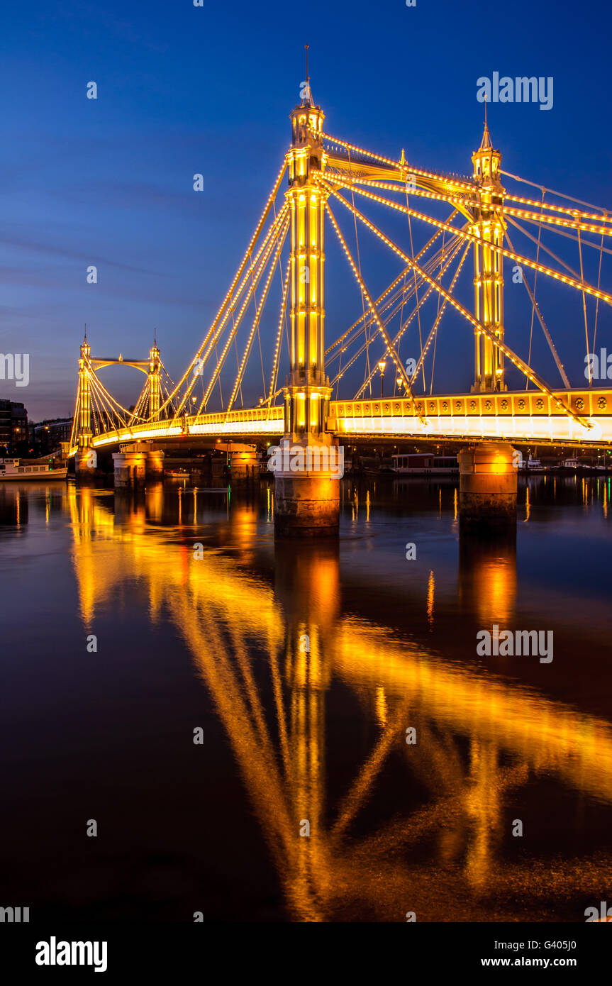 Albert Bridge at night Stock Photo Alamy