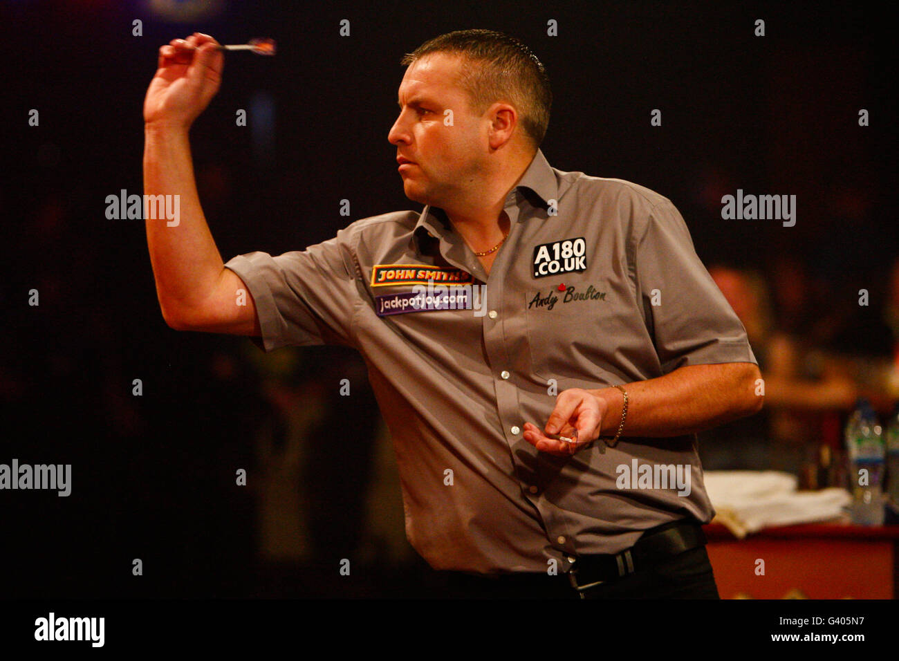 Andy Boulton in action against Robbie Green during the BDO World  Professional Darts Championship at the Lakeside Complex, London Stock Photo  - Alamy