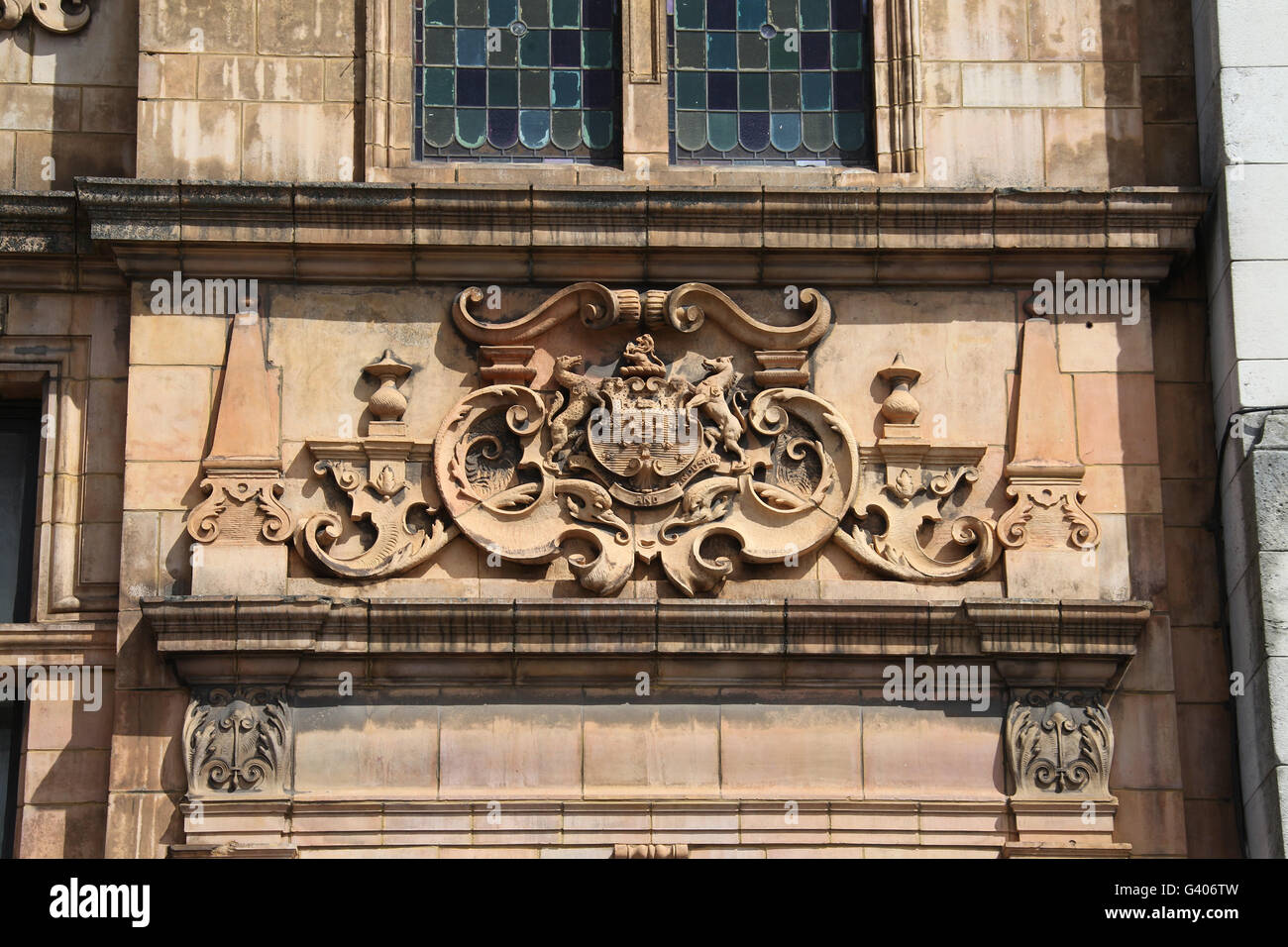 Building detail of the former headquarters of Salford School Board on ...