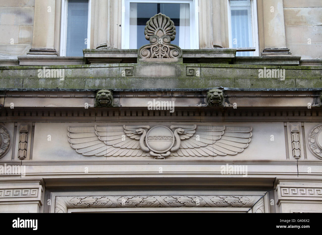 Architectural detail of Britannia Buildings in Huddersfield Stock Photo