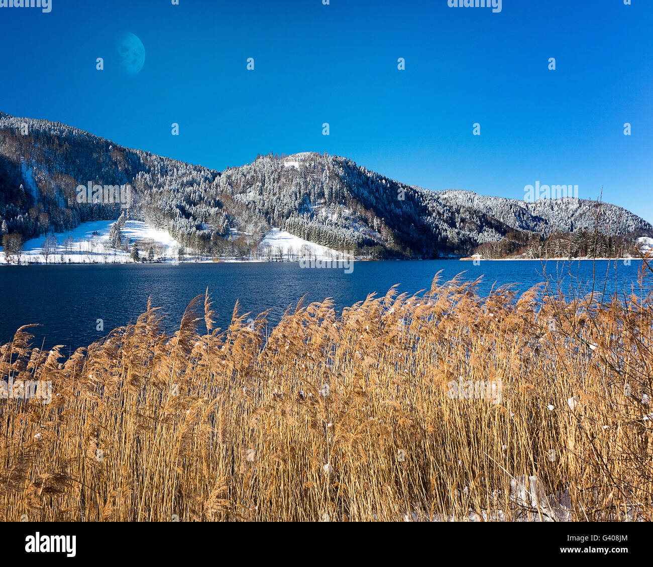 DE - BAVARIA: Wintertime at Lake Schliersee Stock Photo