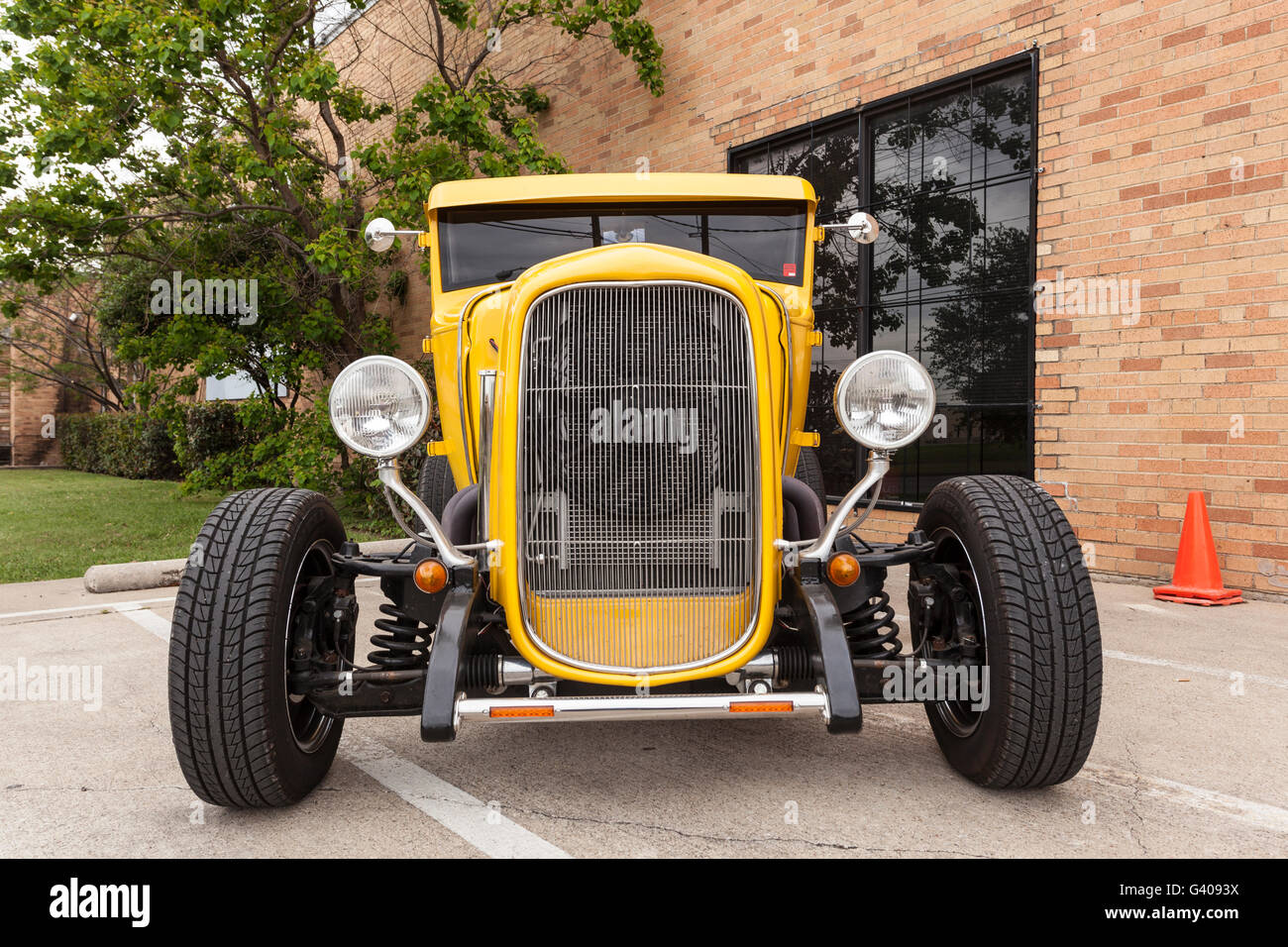 Yellow 1932 Ford Coup Hotrod Stock Photo