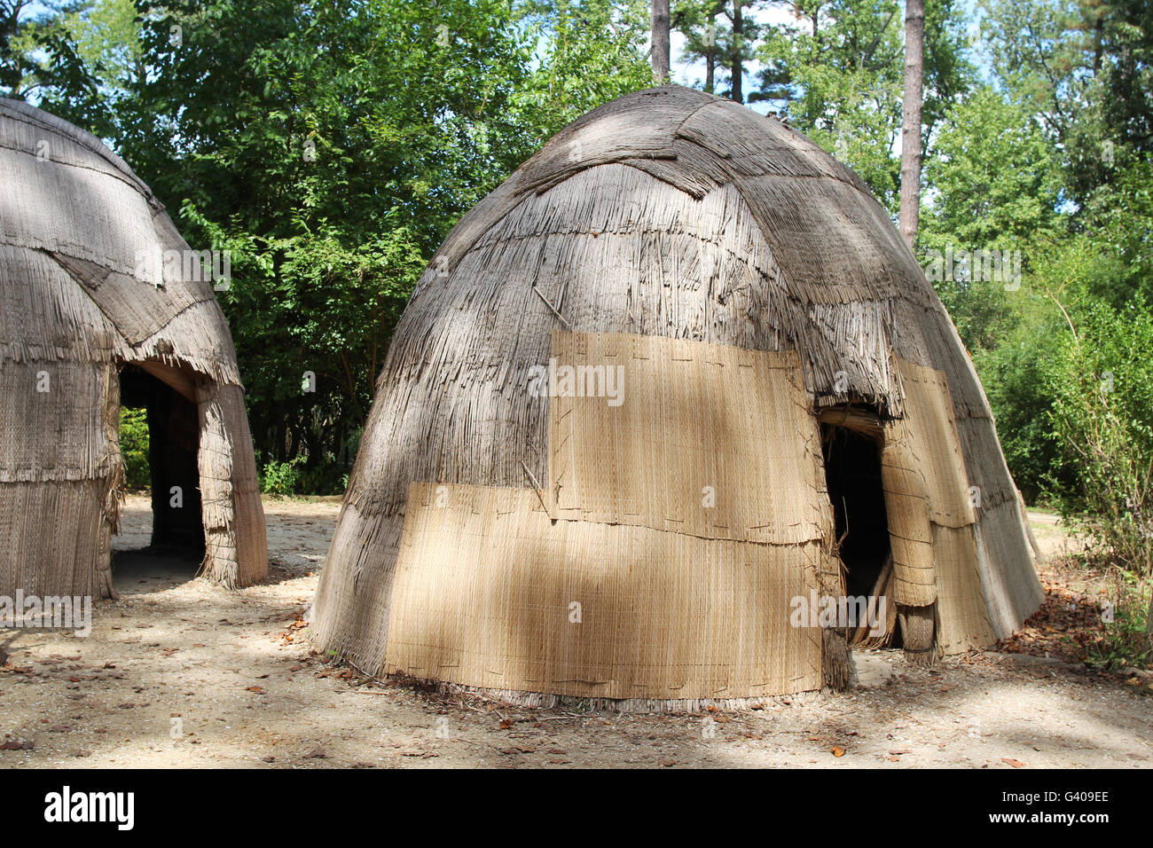 Replicas of traditional native American houses Stock Photo