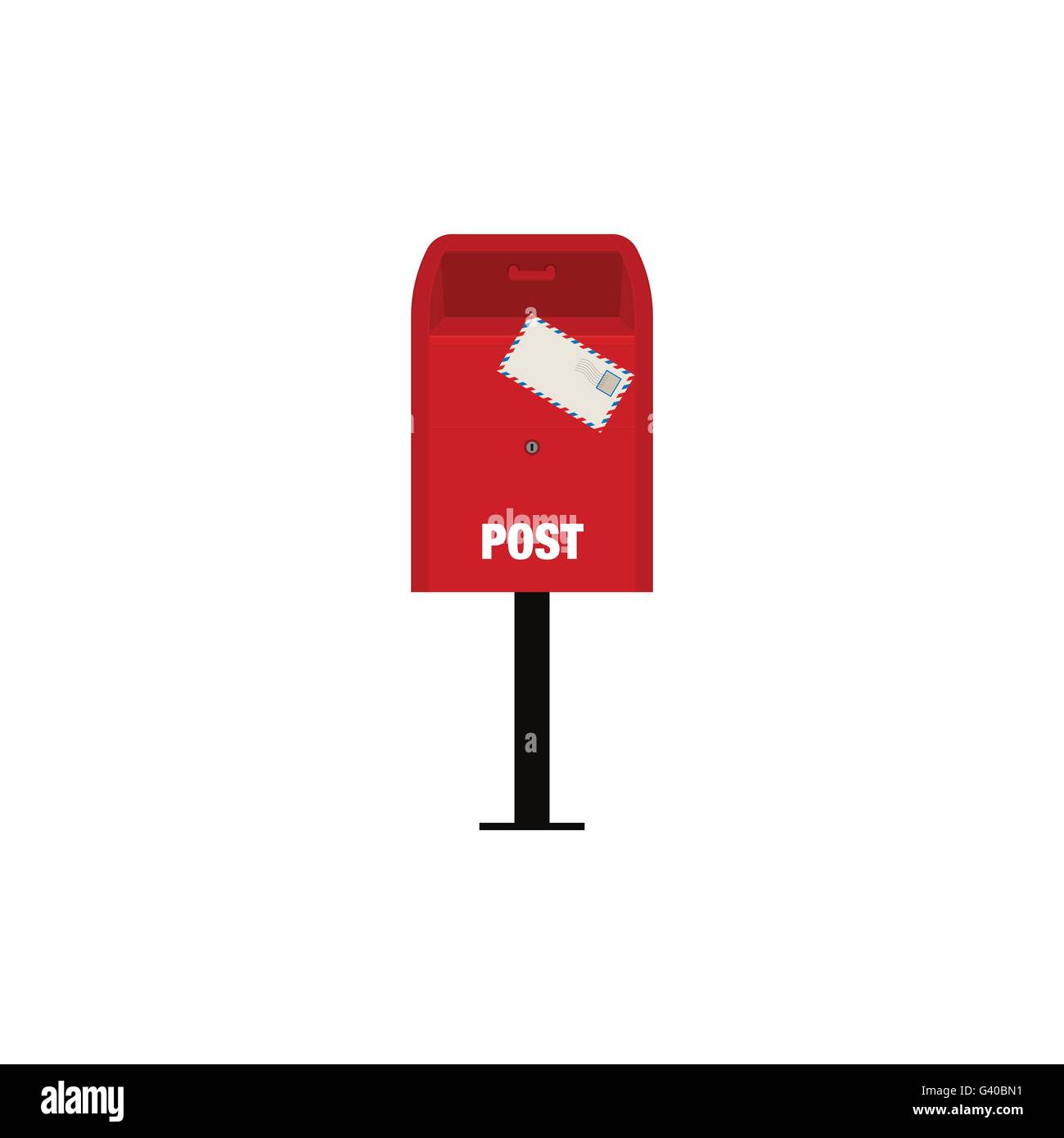 Red mail post box vector illustration isolated on white background ...