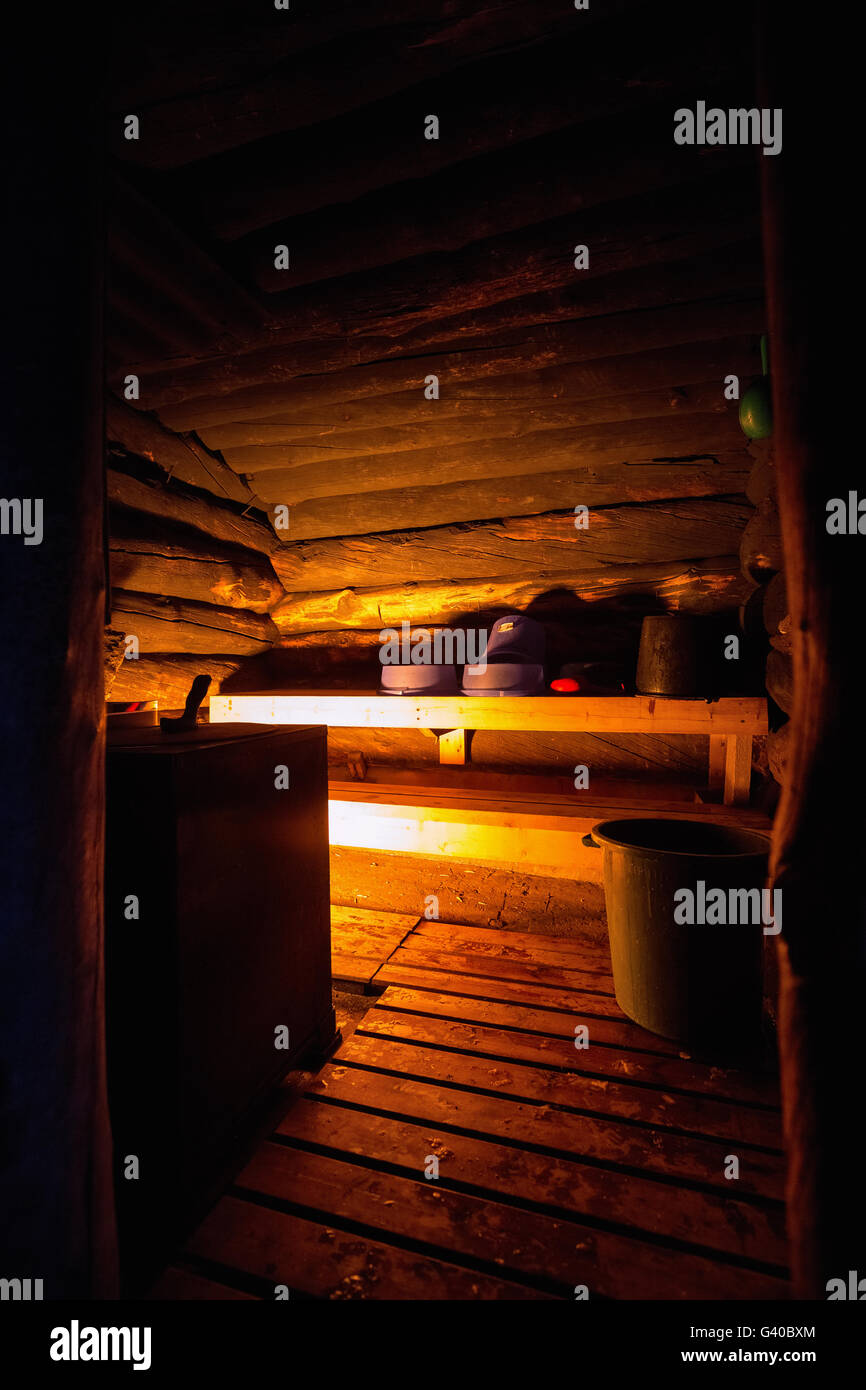 Warming up the sauna, Urho Kekkonen national park, Sodankylä, Lapland,  Finland, Europe, EU Stock Photo - Alamy