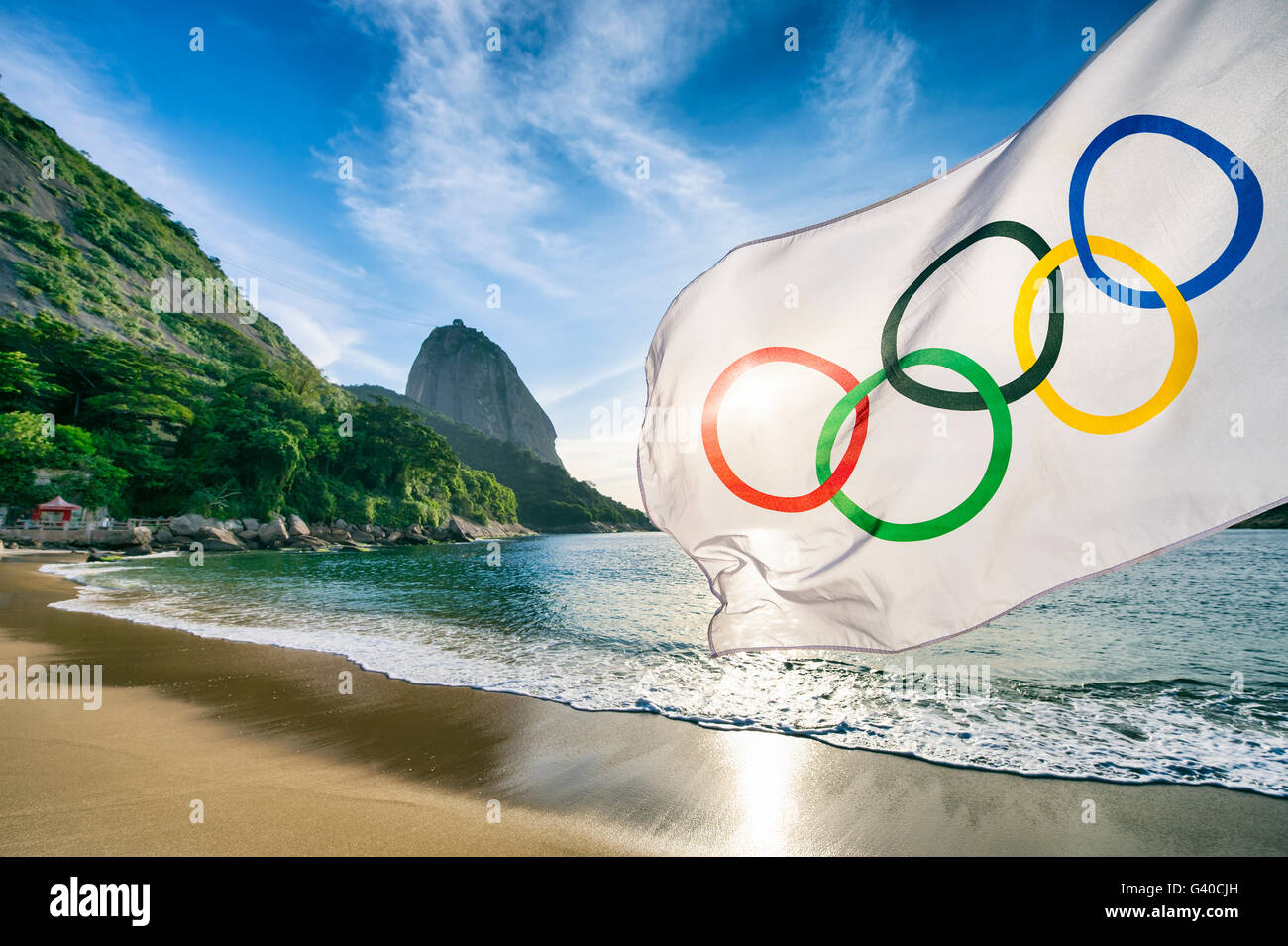 Rising sun flag waving in hi-res stock photography and images - Alamy