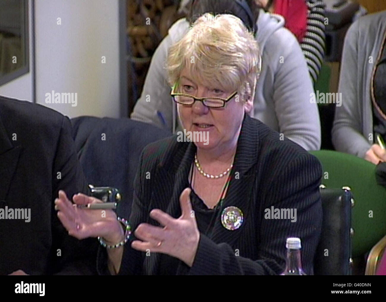 Elan Closs Stephens BBC Trustee for Wales giving evidence to the Welsh Affairs Committee at the House of Commons in London, on the future of S4C. Stock Photo