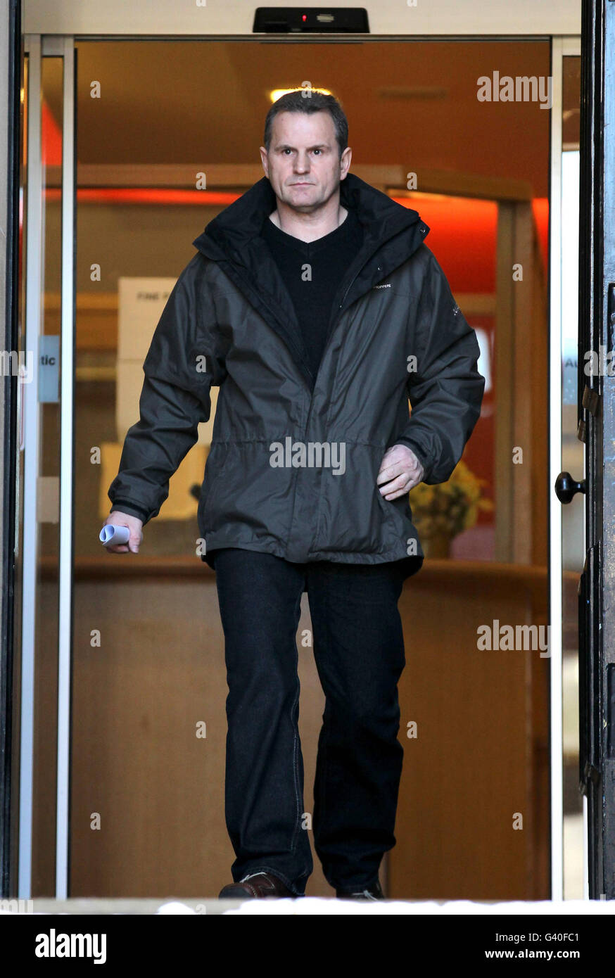 Witness Ian Ross leaves Lanark Sheriff Court, where a fatal accident