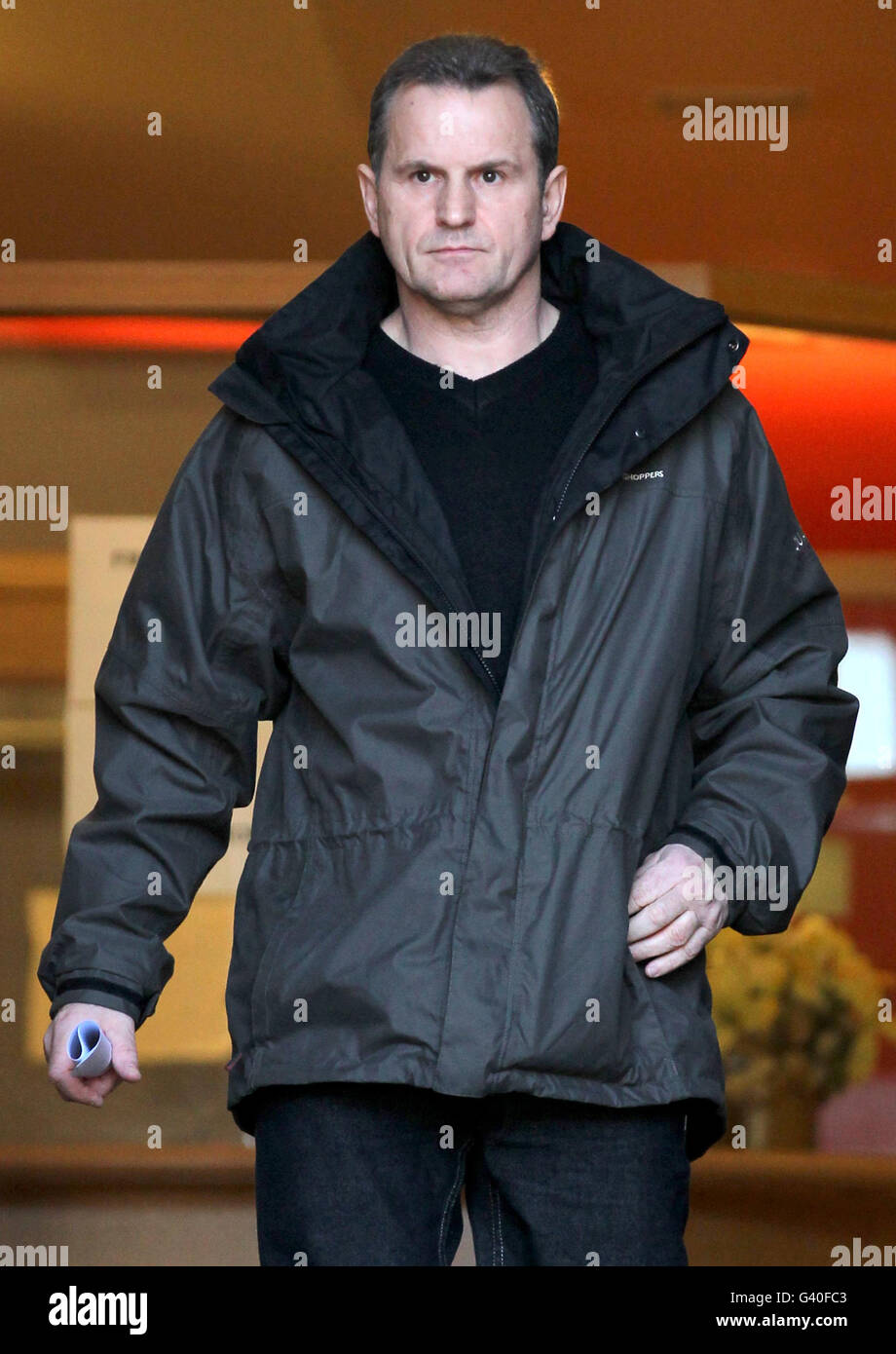 Witness Ian Ross leaves Lanark Sheriff Court, where a fatal accident