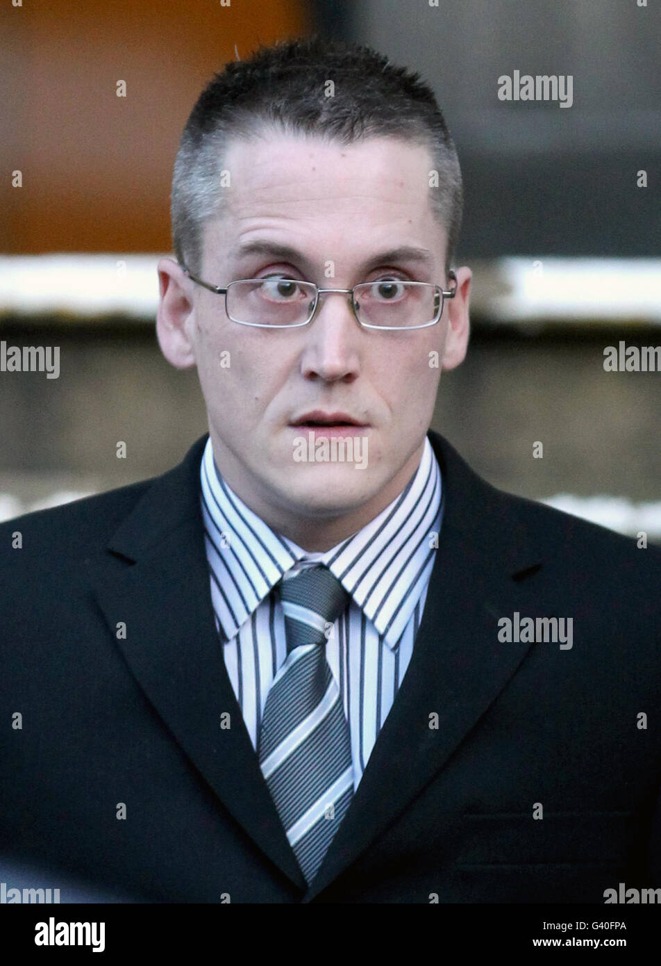 Witness James Telfer leaves Lanark Sheriff Court, where a fatal