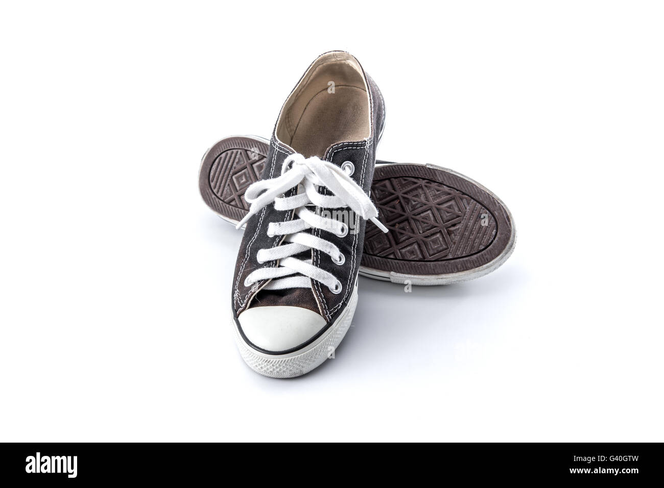 black grunge shoes on white background Stock Photo - Alamy