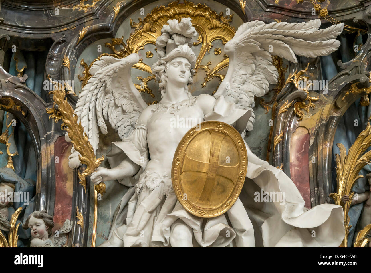 Baroque angel statue at the Basilica, Ottobeuren Abbey, Allgäu, Bavaria, Germany Stock Photo