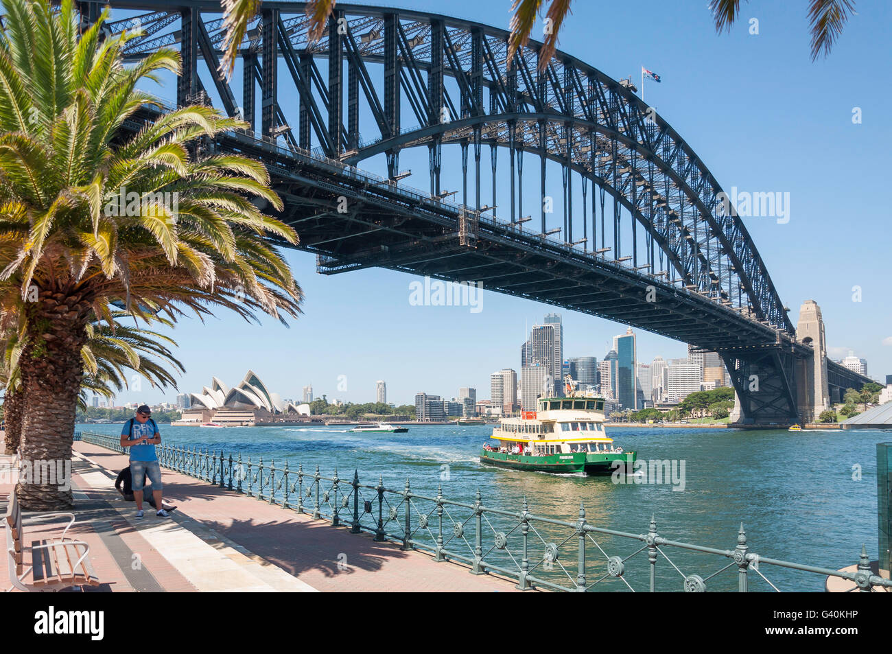 Sydney Harbour Bridge from Milsons Point, Sydney, New South Wales, Australia Stock Photo