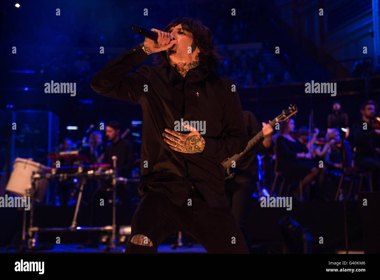 Oliver Sykes of the band Bring Me the Horizon performs in concert during  the Rock Allegiance Festival at PPL Park on Saturday, Oct. 10, 2015, in  Chester, Pa. (Photo by Owen Sweeney/Invision/AP