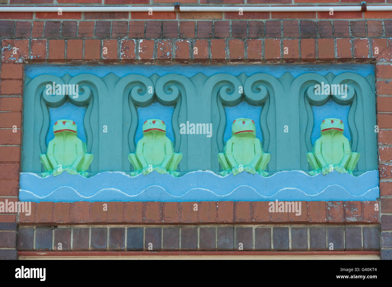 Art deco frog decoration on North Sydney Olympic Pool, Milsons Point, Sydney, New South Wales, Australia Stock Photo