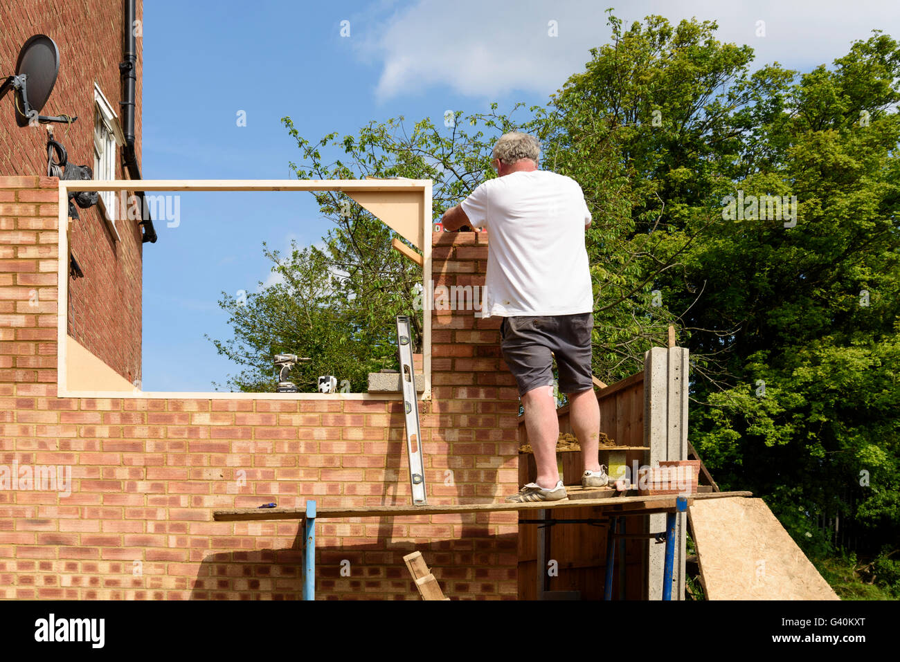 House extension building site, UK. Stock Photo