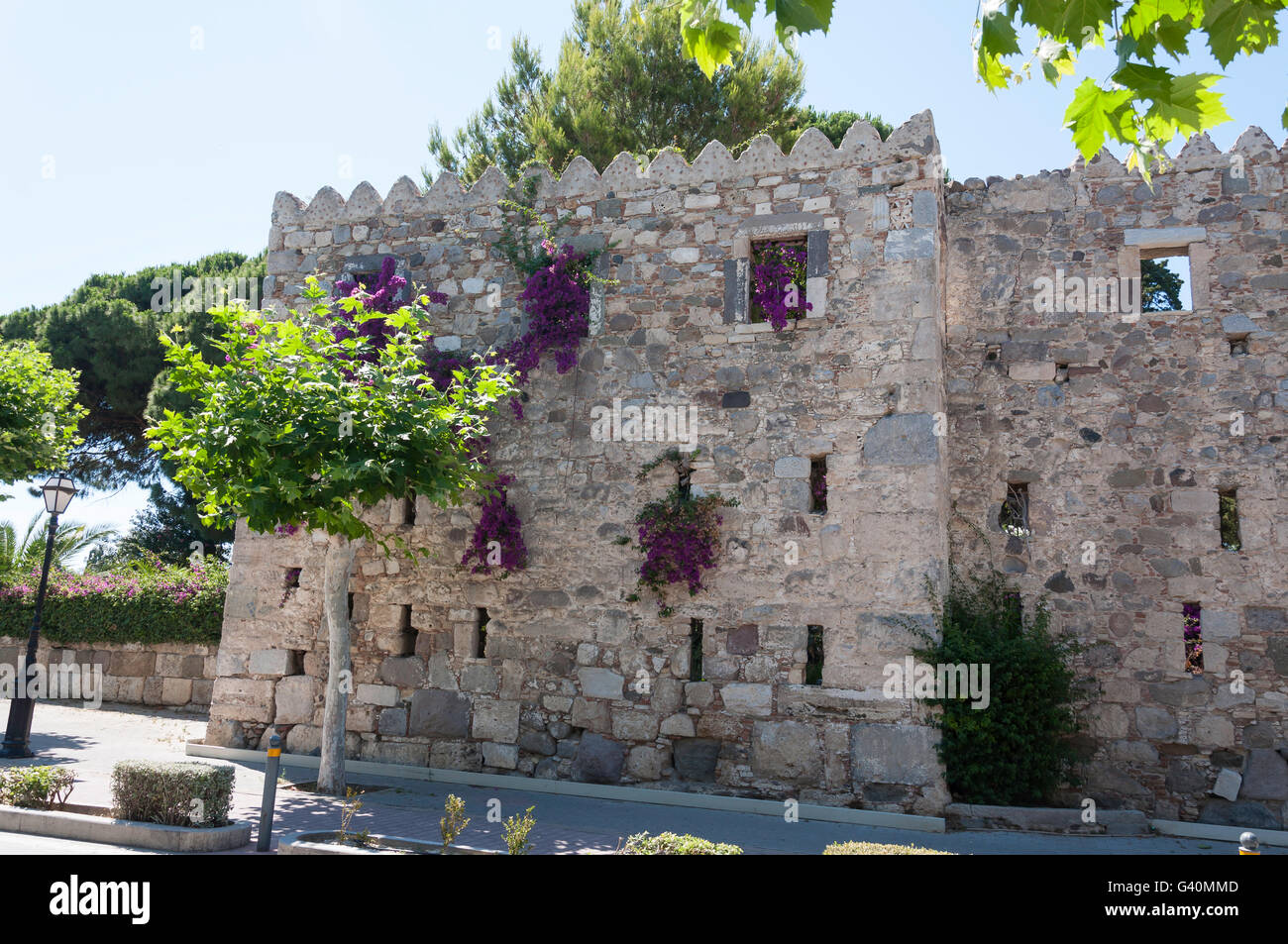 Stone wall of Ancient Angora, Kos Town, Kos (Cos), The Dodecanese, South Aegean Region, Greece Stock Photo