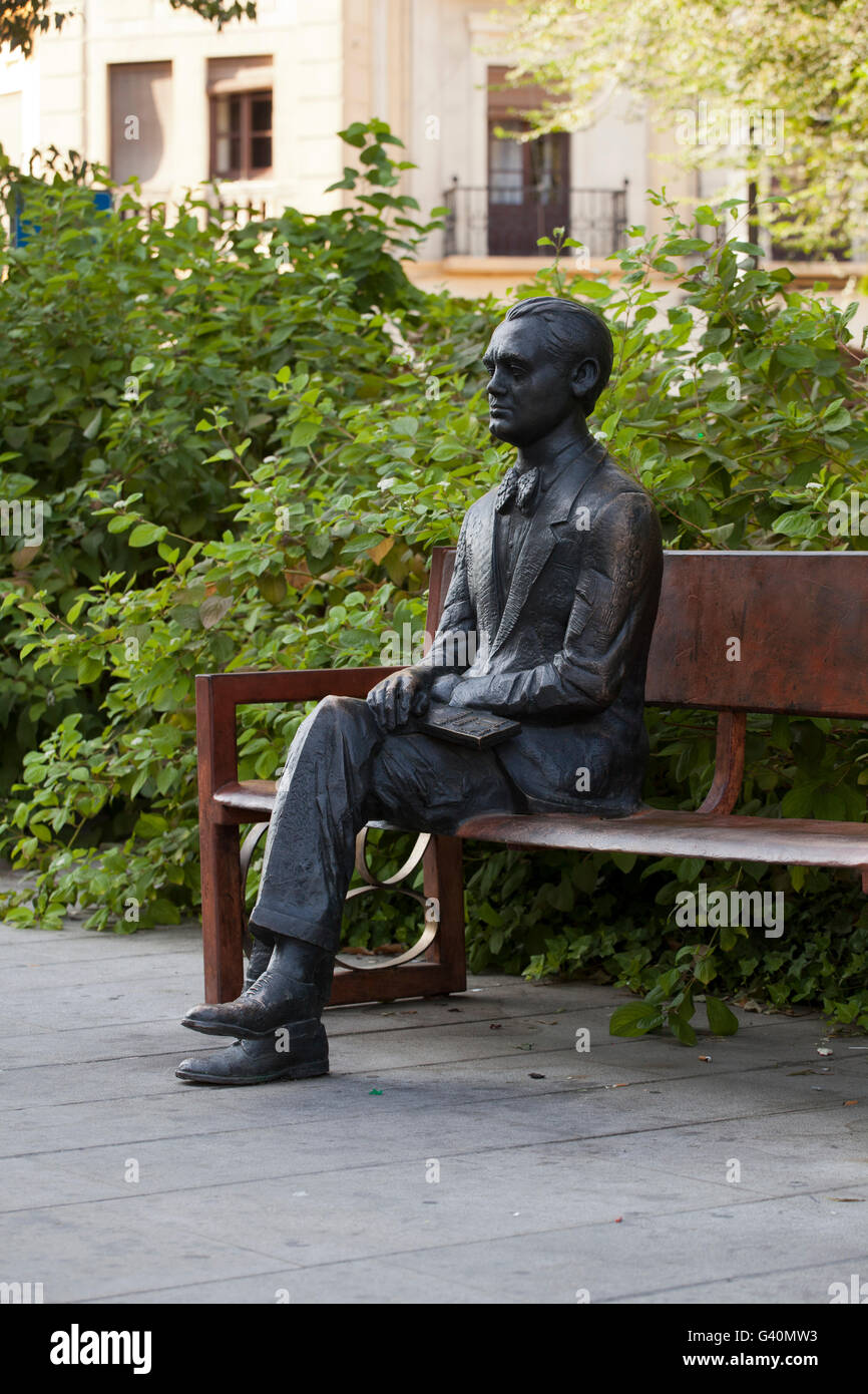 Statue of Federico Garcia Lorca, Avenida de la Constitucion, Granada, Andalusia, Spain, Europe Stock Photo