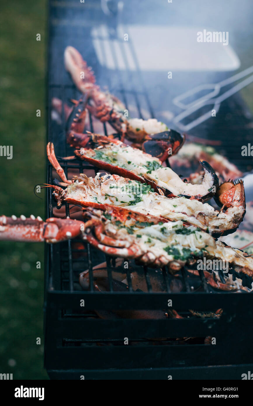 Lobster on grill Stock Photo Alamy