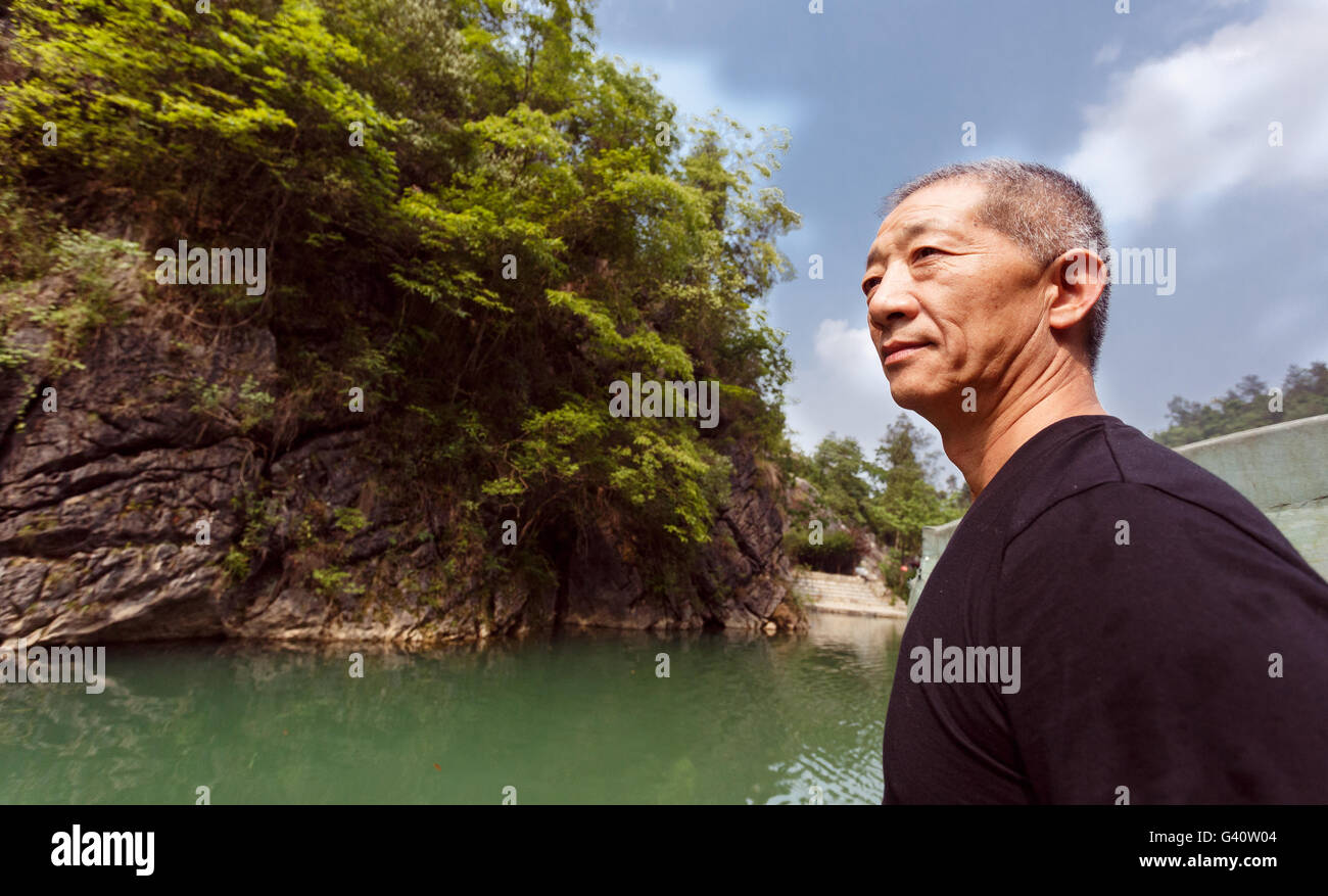 The bust of  a strong  asia middle-aged man Stock Photo