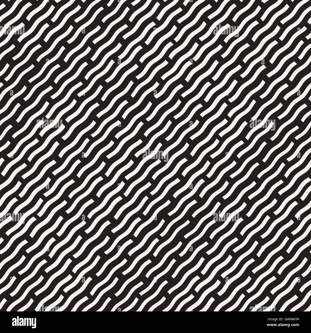 Vector Seamless Hand Drawn Daigonal Wavy Lines Pattern Stock Vector ...