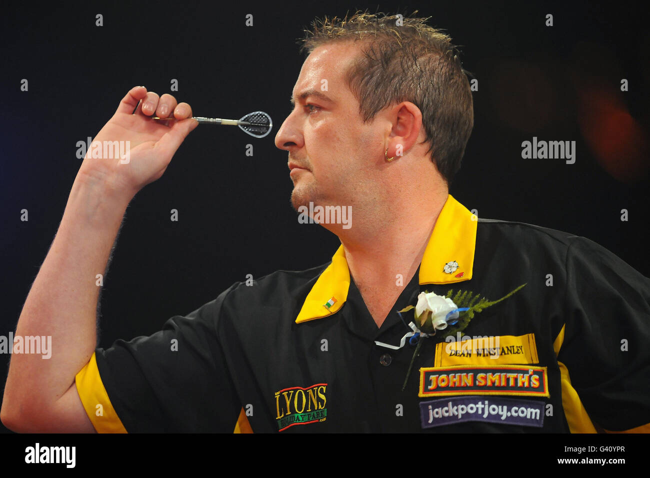 England's Dean Winstanley in action during his final against England's Martin Adams during the BDO World Professional Darts Championship at the Lakeside Complex, Surrey. Stock Photo