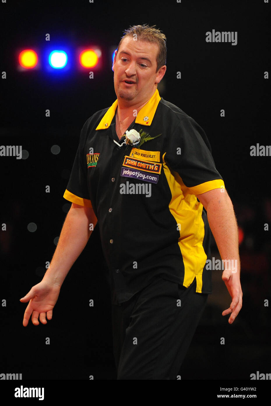 England's Dean Winstanley stands dejected during the final against England's Martin Adams during the BDO World Professional Darts Championship at the Lakeside Complex, Surrey. Stock Photo