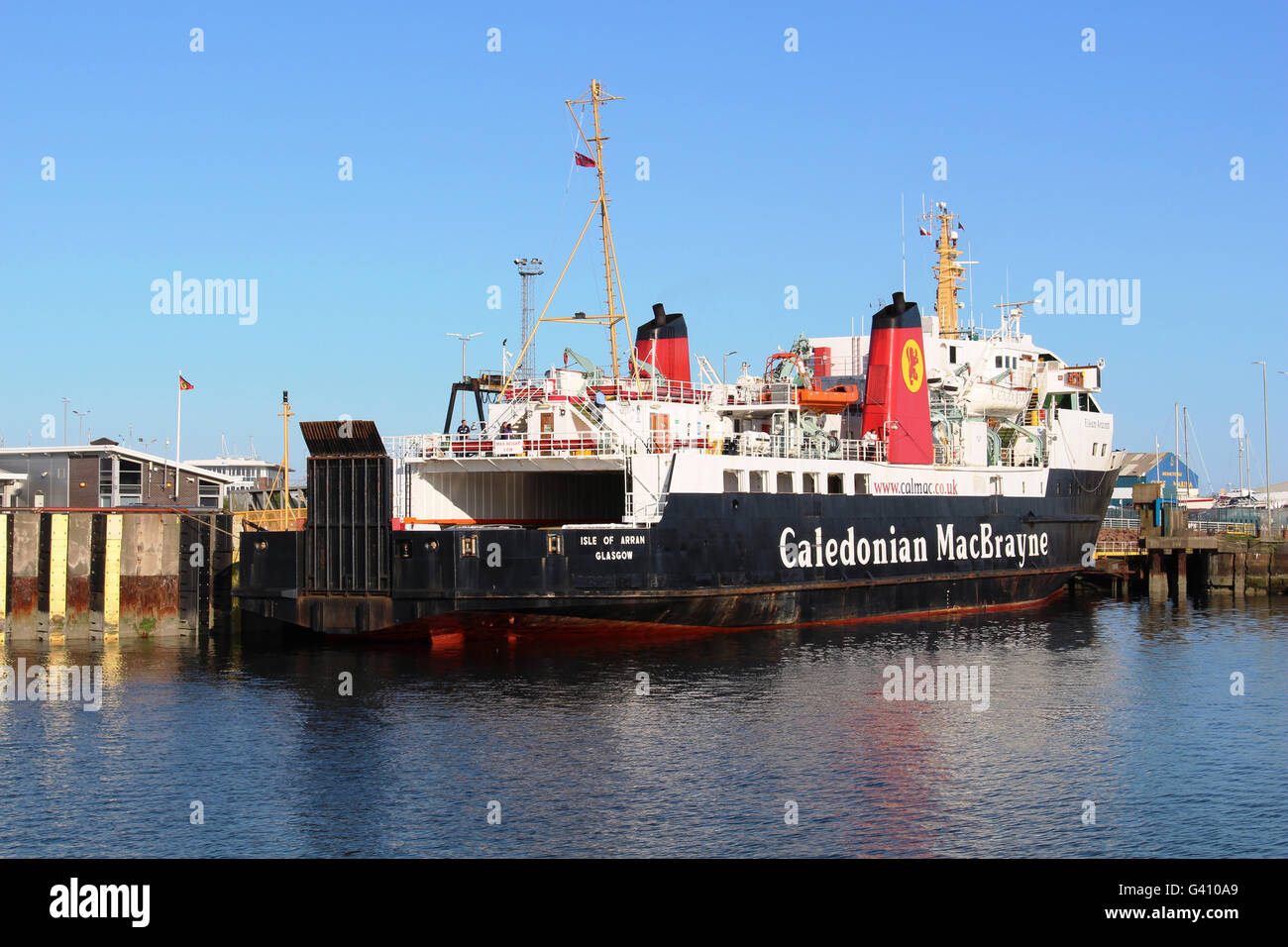 Caledonian MacBrayne ferry Isle of Arran loading in Ardrossan harbor