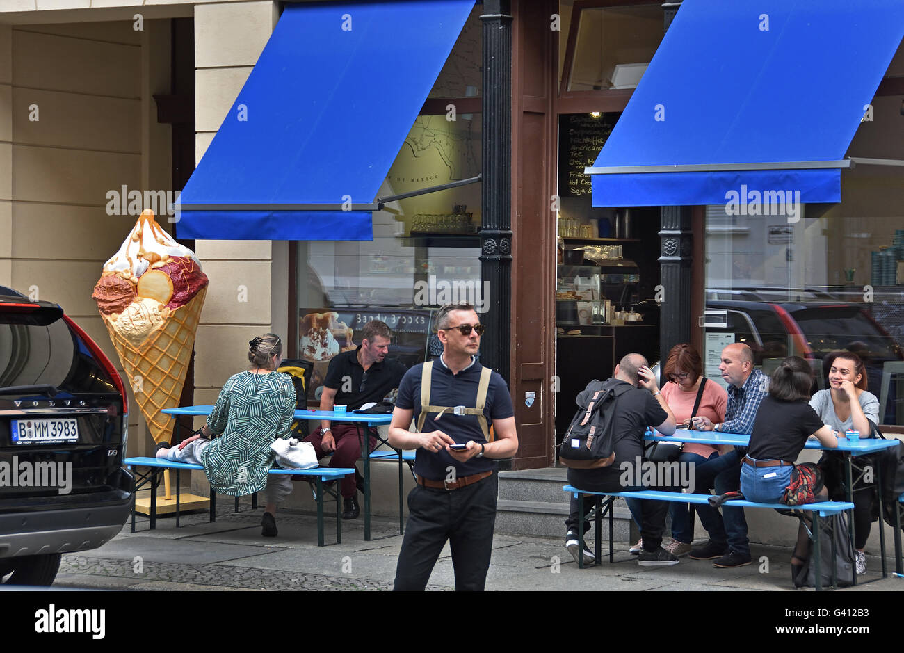 Berlin germany german city town ice cream parlor mitte hires stock