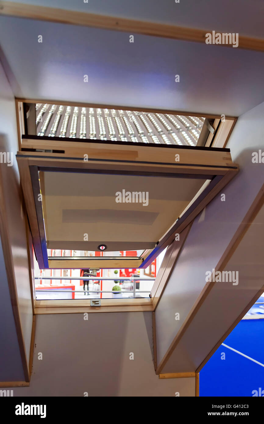 Open roof window system for home, inside view Stock Photo Alamy