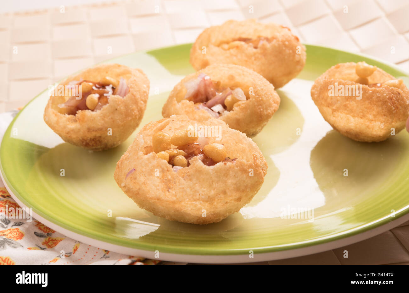 Pani Puri or panipuri, Golgappe or gol gappe, Stock Photo
