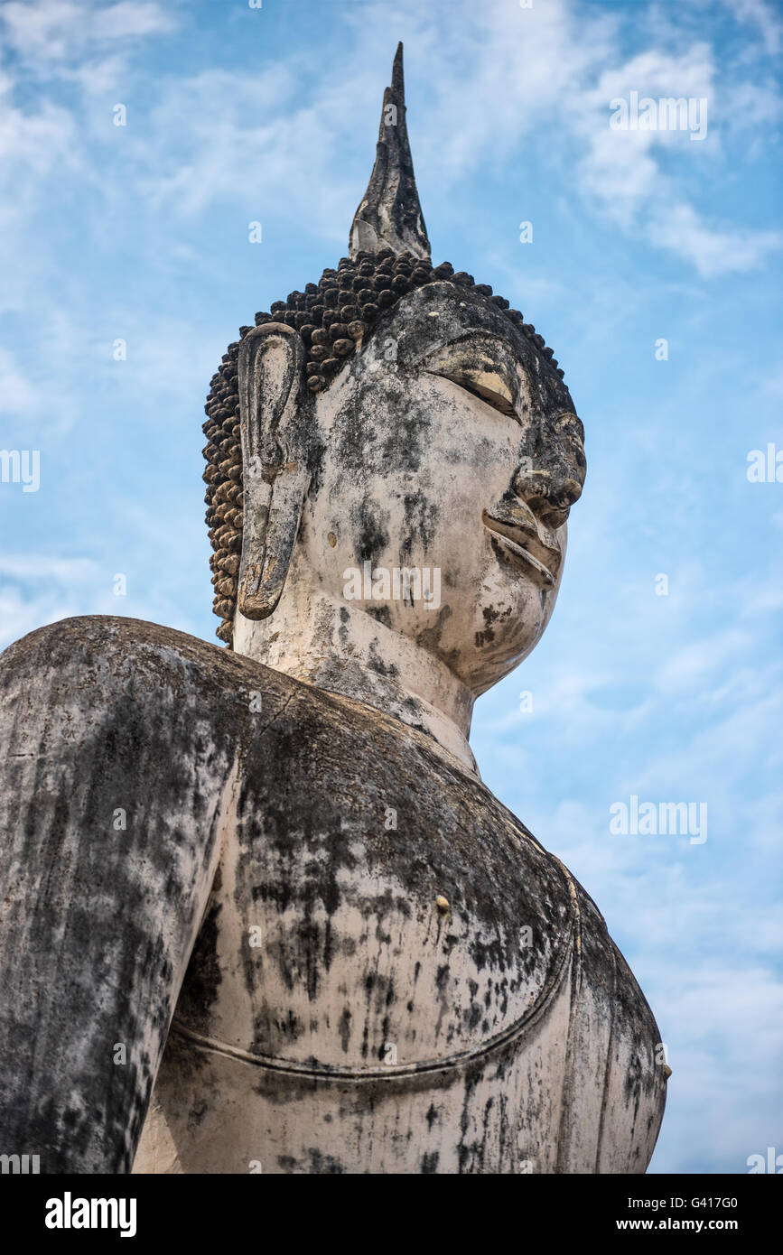 Close up of Buddha statue in Sukothai historical park, Wat Mahatat, Thailand Stock Photo