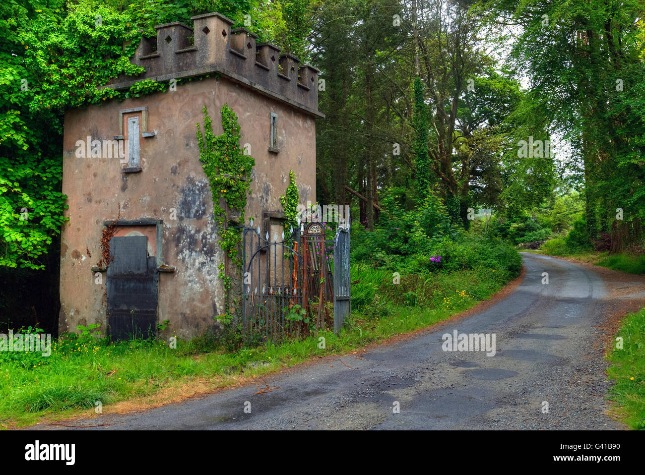 gatehouse, Puxley Mansion, Beara Peninsula, Dunboy Castle, County Cork, Ireland Stock Photo