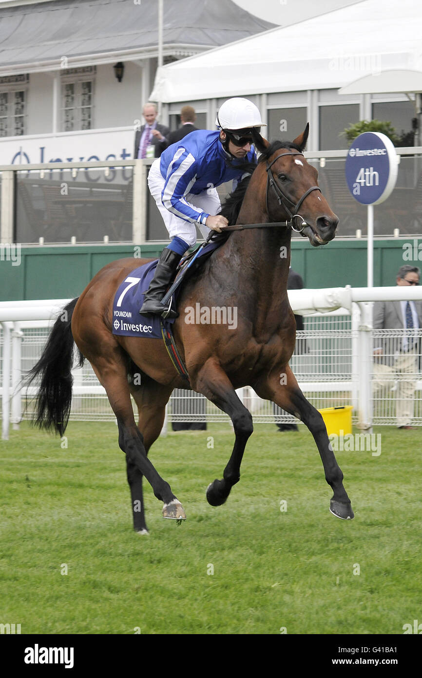 Horse Racing - The Investec Derby Festival - Ladies Day - Epsom Racecourse. Youmzain ridden by Richard Hills Stock Photo