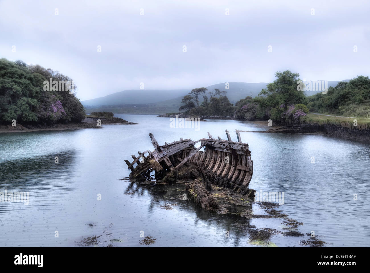 ship wreck at Puxley Mansion, Beara Peninsula, County Cork, Ireland Stock Photo